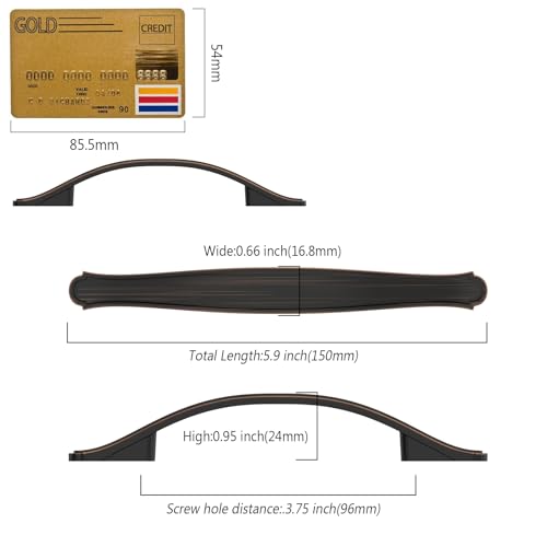 Amerdeco 10 Pack Oil Rubbed Bronze Cabinet Pulls 3.75 Inch(96mm) Hole Center Drawer Pulls Cabinet Hardware Kitchen Cabinet Handles for Bathroom ZH0068 - color: Oil Rubbed Bronze, size: 3.75"/96MM Hole Center