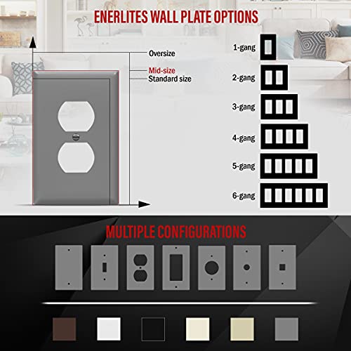 ENERLITES 10 Pack Mid-Size Duplex Outlet Covers Wall Plate, Gray - color: Gray, size: Mid-Size