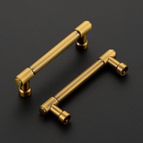 Ravinte Brushed Brass Kitchen Pulls Cabinet Handles 3 Inch 10 Pack - color: Brushed Brass, size: 3 Inches Hole Center