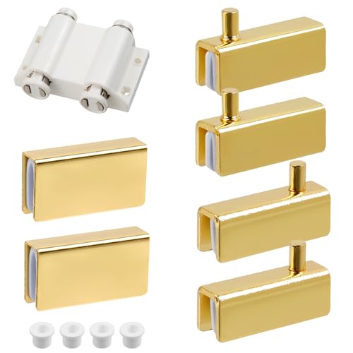 Glass Door Pivot Hinge Glass Door Magnetic Catch with Clamp Set - color: Gold