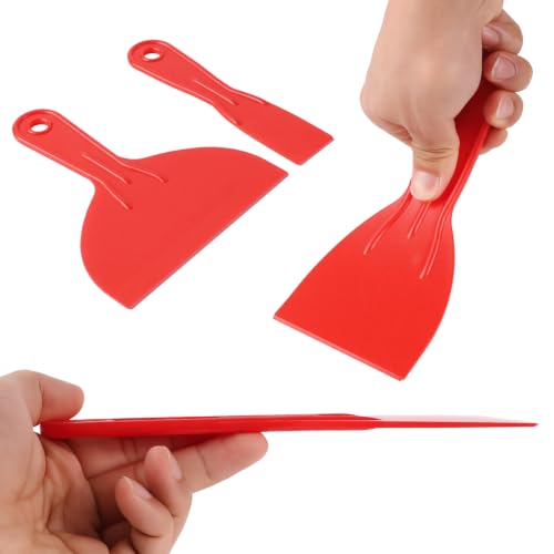 Plastic Putty Knife Set - 3Pcs Red Plastic Scraper Tool, 1.5"/3"/6" Sizes Spackle Knife for Spackling, Painting, Drywall, Arts and Crafts, Tile Jobs, Tamale Making - color: Red
