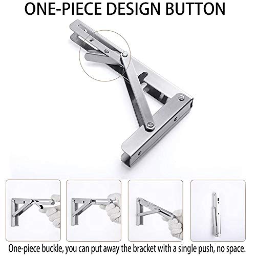 Storystore Folding Shelf Brackets - 22 Inch Heavy Duty Stainless Steel Collapsible Shelf Bracket for Bench Table, Space Saving DIY Bracket, Max Load: 550lb (2 PCS) - size: 22 Inch