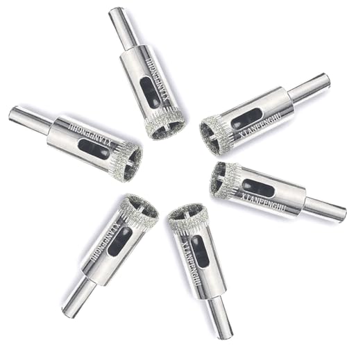 Diamond Drill Bits for Glass, 1/2" Diamond Hole Saw Kit for Stone, Ceramic Bottles, Pots, Marble, Tile Cutting 6 PCS - size: 1/2 in