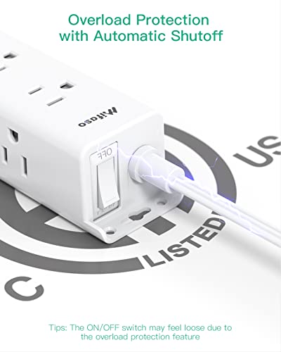 Surge Protector Power Strip, 12 Wide Spaced Multi Outlets, Wall Mount - color: White, size: 5 FT