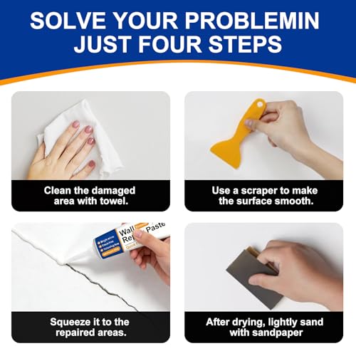 Drywall Repair Kit, Wall Mending Agent with Scraper, Wall Patch Repair Kit, Simple Filling of Wall Holes＆Efficient Crack Repair