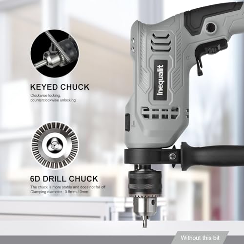 4.5Amp Corded Hammer Drill 3000 RPM Impact Drill with 5pcs Bits - style: Hammerdrill with 5pcs drill Bit