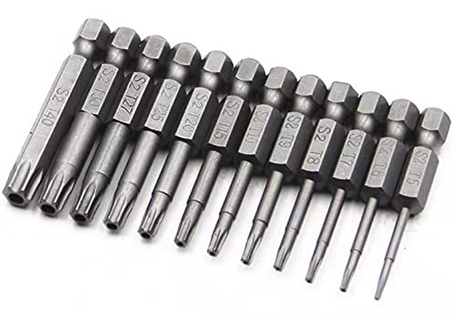 aiyun 12-Piece Security Bits Screwdriver Set Star Driver Bit (50mm) - size: 50mm Length (T5-T40)