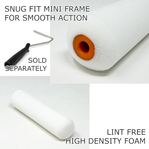 Allgala Foam Paint Roller, 576 Case Pack 4 inch Shedless High Density Foam Mini Paint Roller Cover for Trim Wall Funiture Doors Cabinets, Cupboards - size: 4" Foam (Pack of 576)