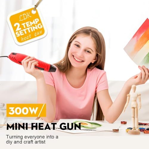 LDK Heat Gun for Crafting, Mini Dual Temp Hot Air Gun Tool - color: Red