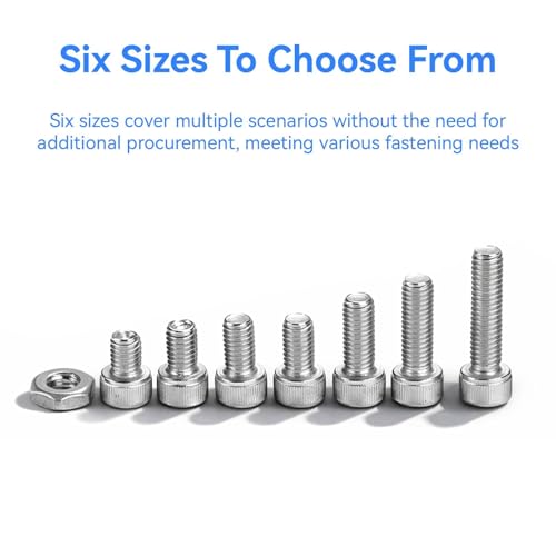 140PCS #10-32 Screws Assortment Kit, 5/16 1/4 5/8 3/8 3/4 1/2 Hex Socket Head Bolts, Nuts & Washers Assorted Set, Hex Socket Head Cap Screws Bolts Nuts Washer Kit, 304 Stainless Steel
