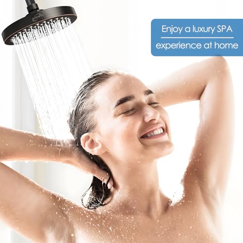 6" Rain Shower Head & 6" Shower Arm, Luxe Oil Rubbed Bronze Finish - color: Oil Rubbed Bronze, size: 6 Inch Round (1 PCS + Shower Arm)