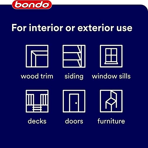 3M Bondo Wood Filler 30 oz (850.49 g) with Bondo Cream Hardner 0.5 oz (14g), Repairs Chips and Cracks in Wood, Sandable, Paintable, and Stainable (WF-QT-ES)