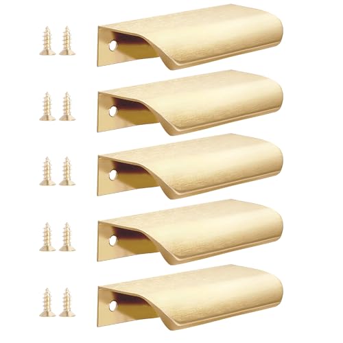 Malimali 5 Pack 3.15" Gold Edge Finger Pulls for Cabinets, Drawer Handles - color: Brushed Gold, size: 80mm/3.15" (5Pcs)