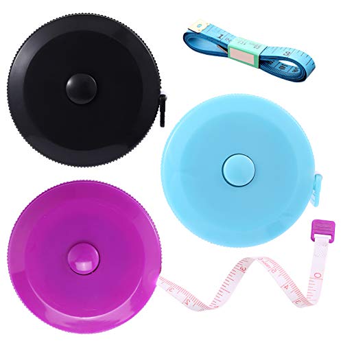 Tape Measures Retractable, Fabric Measuring Tape, 60 Inch Small Sewing Tape Measure for Craft Nursing Medical Travel(3 Pack/Black Purple Sky Blue) - color: Black, Purple, Sky Blue