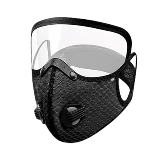 KISSOURBABY Cycling Mask with Eye Shield Reusable Mesh Cover with Breathing Valve for Wind Dust Splashes Black - color: Black