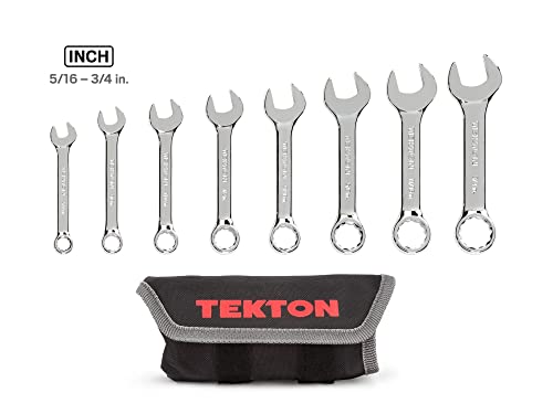 TEKTON Stubby Combination Wrench Set, 8-Piece | WRN01086 - size: 8-Piece (5/16-3/4 in.), style: Pouch
