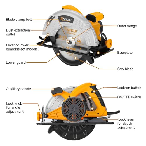 Hoteche 9-Inch Circular Saw 3-HP Heavy Duty Portable Table Saw with Saw Blade for Desktop Use - size: 9-1/4-Inch
