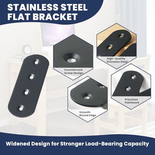 Alise 4 Pcs Black Flat Mending Plates for Wood Furniture, 6-1/2 Inch - color: Matte Black, size: 165mmX38mm