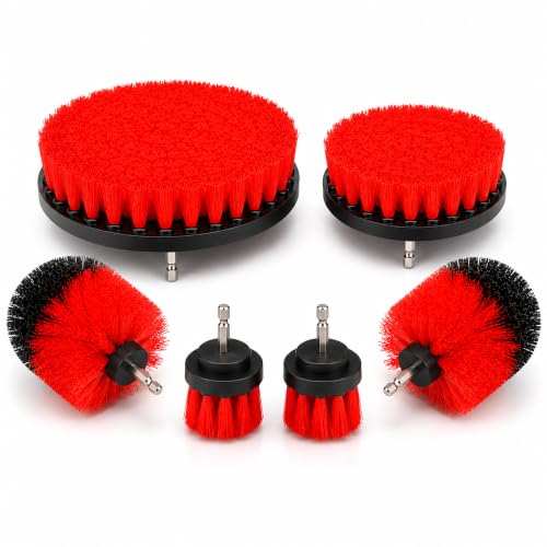 6-Piece Drill Brush Cleaning Set – Power Scrubber Attachments with 2”, 3.5”, 4” & 5” Brushes, Durable PP & PET Bristles for Bathroom, Tile, Grout, Kitchen, Tub & Floor Cleaning