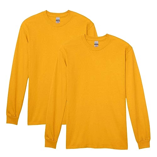 Gildan Adult Heavy Cotton Long Sleeve T-Shirt, Style G5400, 2-Pack - color: Gold, size: Medium