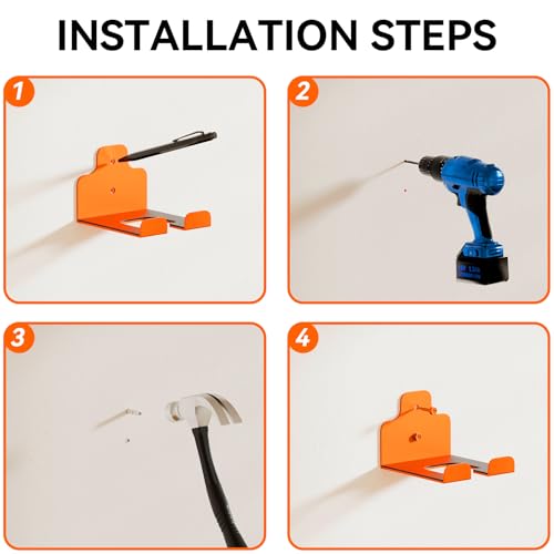 JNIHEEP Garage Organizer Trimmer Rack,Garden Power Tool Hanger,4Pack,Orange - color: Orange 4 Packs