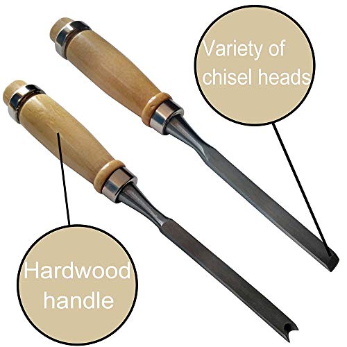Professional Wood Carving Chisel Set - 12 Piece Sharp Woodworking Tools w/Carrying Case - Great for Beginners
