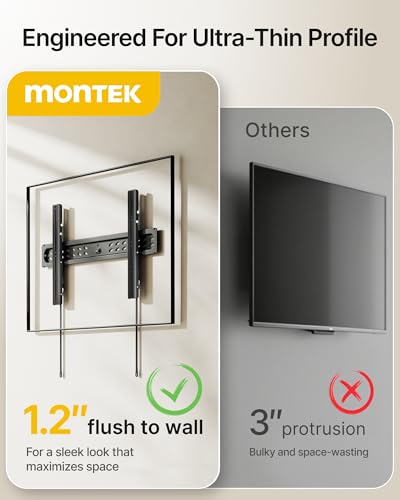 monTEK Ultra Slim Tilting TV Wall Mount for 43–95 inch TVs Holds 150 lbs - size: 43–95" Tilt