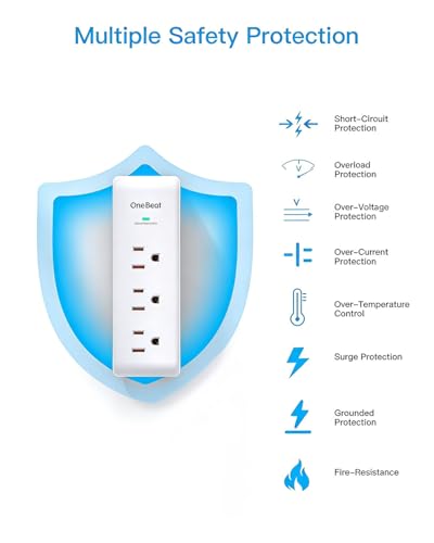 2 Pack Surge Protector Outlet Extender Rotating Plug, 9AC Multi Plug Outlet - color: White, size: 9AC, 2 Pack