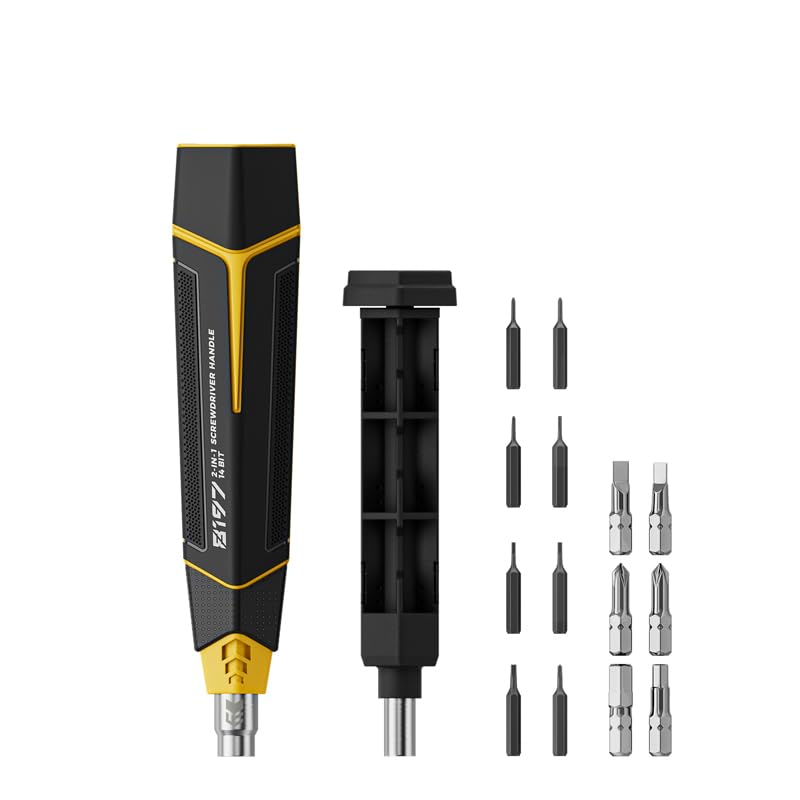 Hanboost 16 in 1 Magnetic Precision Screwdriver Set, 2-in-1 Dual-Handle Repair Tool Kit with 14 CR-V Bits (H4 & H6.3), 5NM High Torque for Electronics, PC, Furniture Assembly & DIY Makers.
