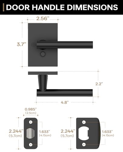 Amerdeco 10 Pack Matte Black Privacy Interior Door Handles - color: Matte Black