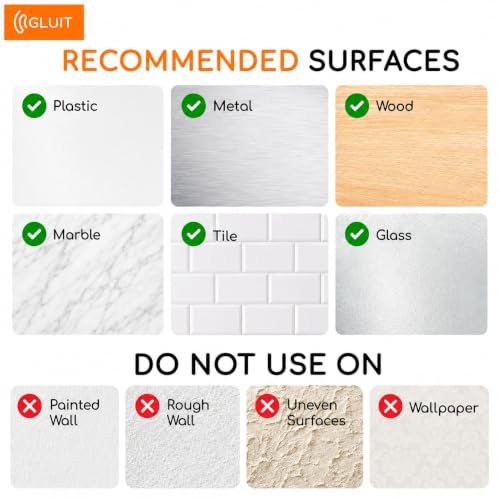 GLUIT Adhesive Wall Hooks for Hanging Heavy Duty No Drill, 22 lbs, 6 pcs - size: Medium, 6 pcs