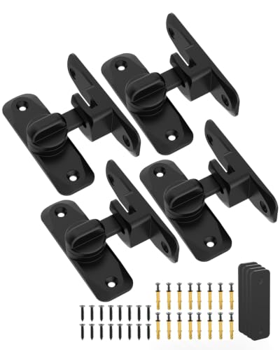 90/180 Degree Barn Door Latch Lock with Spacer, Black, 4 Pack - color: Black-4Pcs