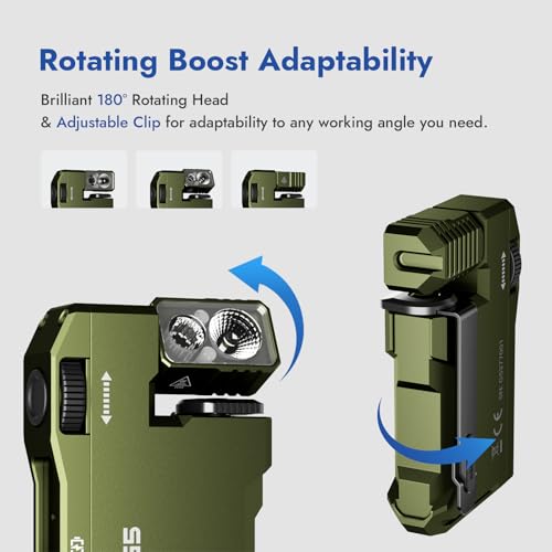 WUBEN G5 Rechargeable EDC Flashlight, Mini Flat Bright Small Flashlight - color: Green