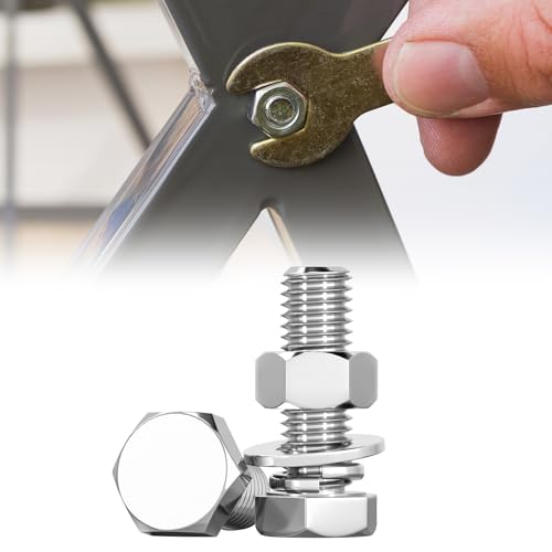 3/8-16 x 2 Bolts and Nuts Hex Head Bolts Screws, Nuts, Flat Lock Washers Hexagonal Head Bolt Stainless Bolts Machine Fully Thread, Bright Finish, Assortment Kit 6Sets - size: [3/8-16 x 2" (6Sets)]