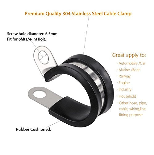 LOKMAN 12 Pack 2 Inch Stainless Steel Cable Clamp, Rubber Cushioned Insulated Clamp, Conduit Wire Holder Strap Clips for Tube, Pipe, Cord Installation (2 Inch) - size: 2 Inch
