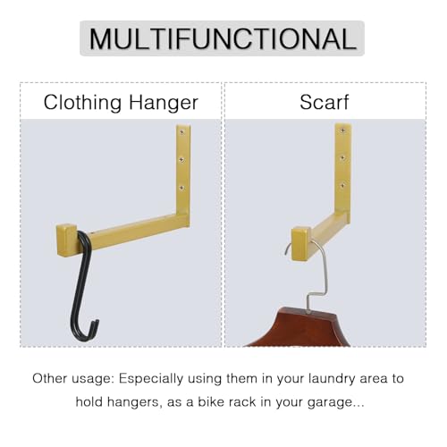 OVOV 6 Pack Heavy Duty Shelf Brackets Wall Mounted Industrial Farmhouse Floating Shelf Brackets with Lip (Gold 10") - color: Gold, size: 10 Inch