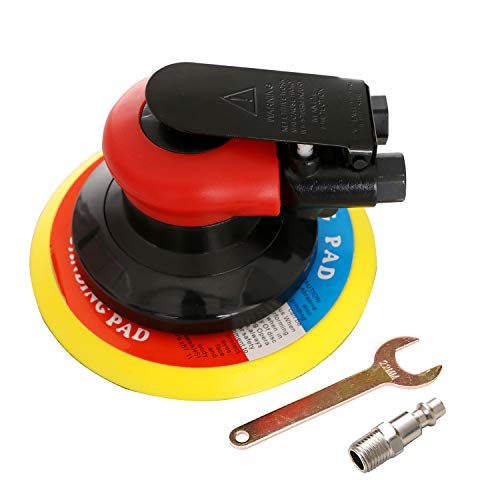 Professional Air Random Orbital Sander, Heavy Duty Dual Action Pneumatic Palm Sander (6 inch, Red) - color: Red, size: 6 inch