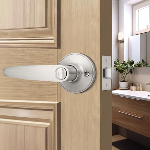 Probrico 20 Pack Privacy Door Levers Door Handles for Bedroom or Bathroom Keyless Leverset, Locked in Side Home/Office Door Lockset,Modern&Durable in Satin Nickel Door Hardware - size: 20 Pack