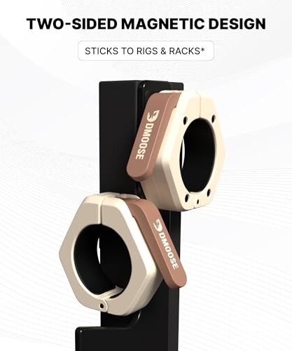 DMoose Fitness Barbell Clips 2 Inch (Pair) - Quick Release Olympic Barbell Clamps & Collars with Anti Slip TPR Grip for Secure Weightlifting and Powerlifting - Weight Clips for Bars at Home or Gym - color: Beige, style: Magnetic
