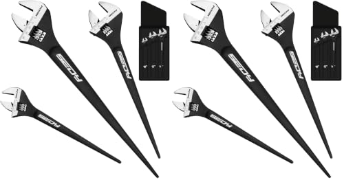 3-Piece Adjustable Spud Wrench Set, 10-inch, 12-inch, 16-inch, SAE and Metric Scale Marked, CR-V Steel with Black Oxide Finish (Pack of 2) - size: 3 CS Industrial Spud Set (10",12",16") (Pack of 2)
