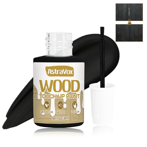 AstraVox Wood Touch Up Paint Pen, 1.5 Oz Black Paint for Wood Repair - color: Black001