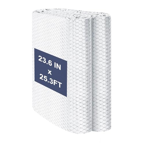 DGSL Double Reflective Bubble Foil Insulation Foam, 23.6IN X 25.3FT Window Insulation for Summer Heat Reflective Window Film for Window, Garage Door, RV, Roof - size: 23.6 in x 25.3 ft