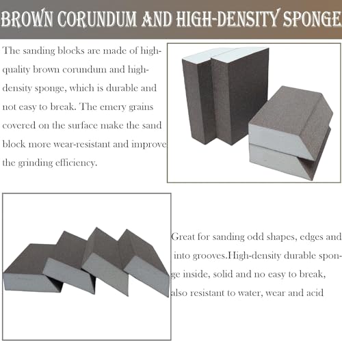 4 Pack 320 Grit Single Angle Sanding Sponge, Washable and Reusable Sanderpaper Hand Sanding Blocks for Wood Drywall Metal Home Sanding - style: 320 Grit