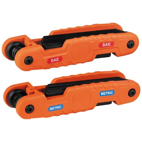 KLEIN TOOLS 70552 Pro Folding Hex Key Set, 21-Key SAE and Metric Hex Key Set with High-Leverage Blades, 2-Pack - style: SAE & Metric Kit