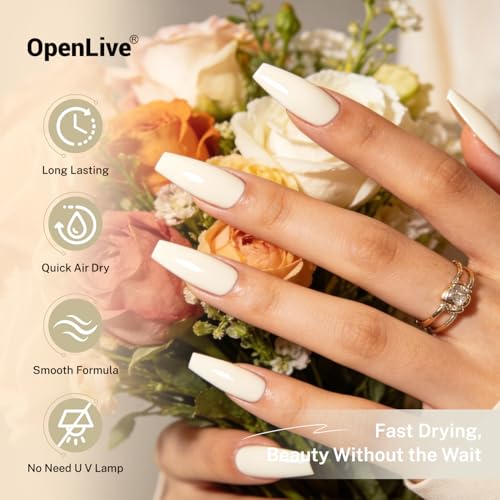 OpenLive 16.5ml Beige White Nail Polish Large Volume Quick Dry Nail Polish - color: Beige White
