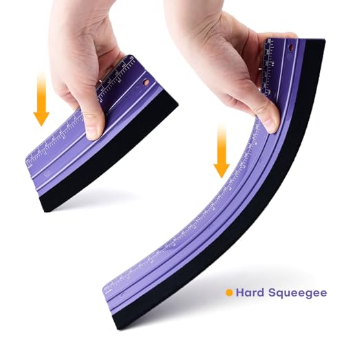 NEWISHTOOL 2 PCS Felt Squeegee for Vinyl, Purple Ruler Scraper, Two-Length