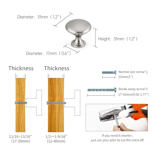 Drawer Knobs Dresser Handles Brushed Satin Nickel Kitchen Cabinet Knobs Modern Cabinet Pulls Single Hole Knobs for Cabinets and Drawers，2 Pack - color: Brushed Satin Nickel, size: 2 Pack (Single Hole Knob)