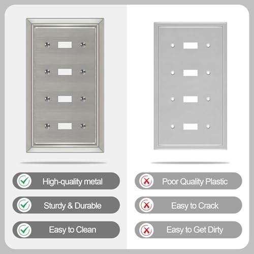 Metal Wall Plate for Electrical Outlets, Applicable to Quad Toggle - size: Quad Toggle