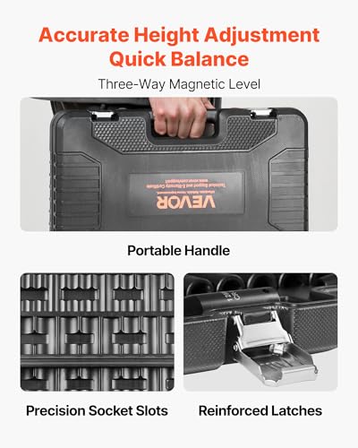VEVOR Impact Socket Set, 26pcs x 1/2inch Metric 10mm-36mm Impact Sockets, 6-Point Deep Socket Rugged Construction High-torque, Cr-V 1/2 Inches Drive Socket Set Impact with a Storage Cage - size: 1/2" 26PCS