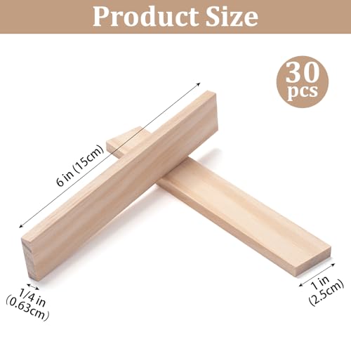 Wood Strips Slats Wooden Dowels for Crafts 1/4" × 1" × 6", 30 PCS Wood Trim Flat Lumber Boards Square Dowel Rods Wooden Sticks for Crafting, Woodworking, Model Making - size: 1/4x1x6 in - 30PCS